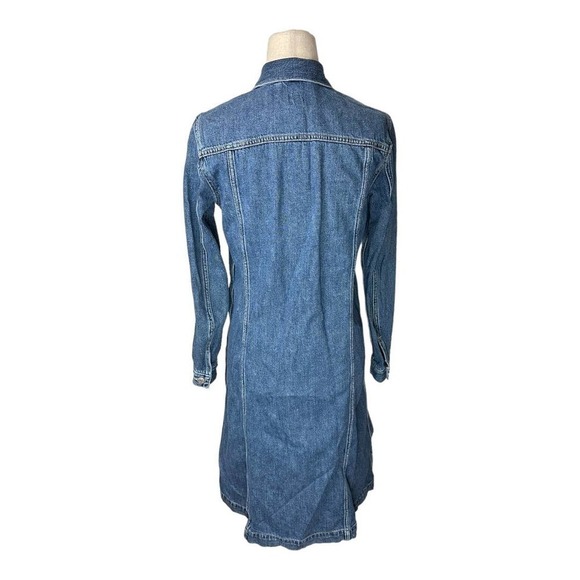 GAP Denim Jacket Midi Dress Button Front in Medium Wash - Picture 3 of 6